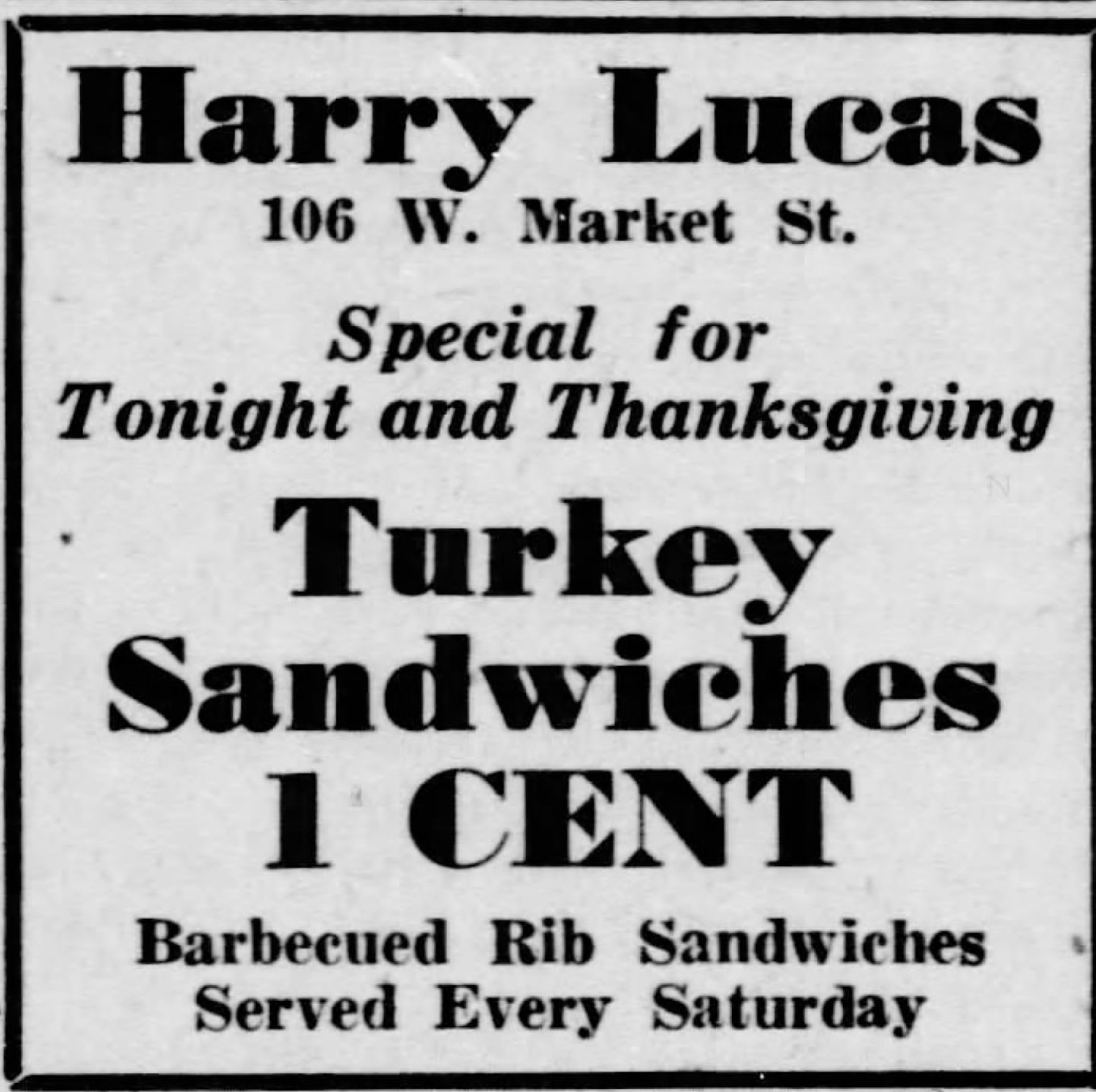 1 cent turkey sandwiches
